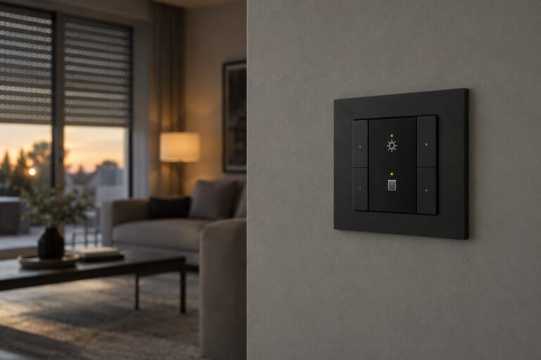 Comando domotico KNX a parete in un soggiorno
